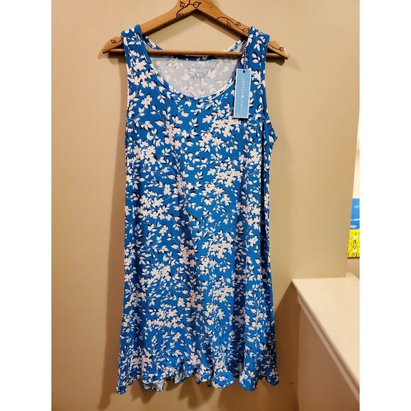 Draper James Ruffle Dress in Blue Shadow Floral - Picture 2 of 7